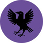 Ravencraft logo: Black bird on a purple circle